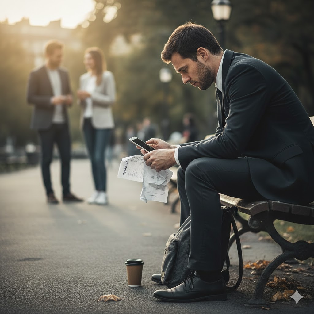 面接失敗、落ち込む人のイメージ