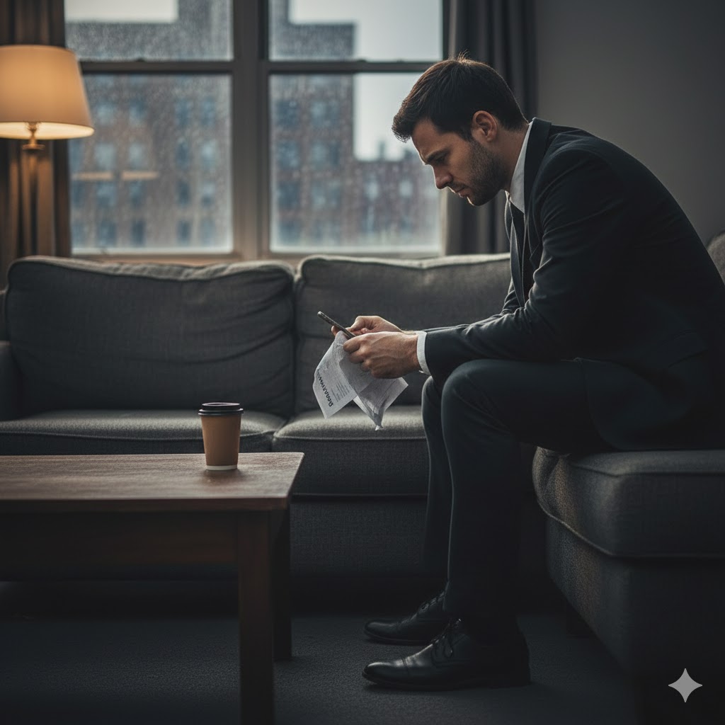 落ち込む人、不採用通知のイメージ