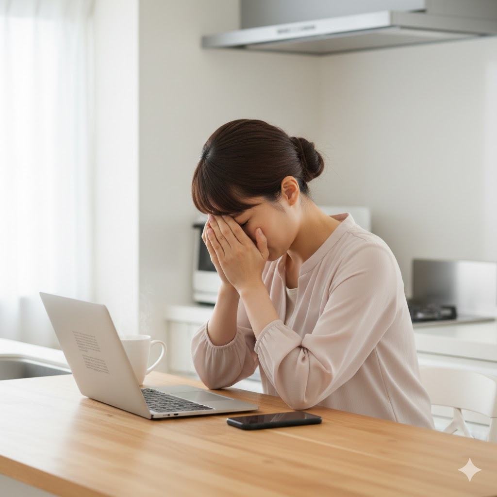 罪悪感、悩む人のイメージ